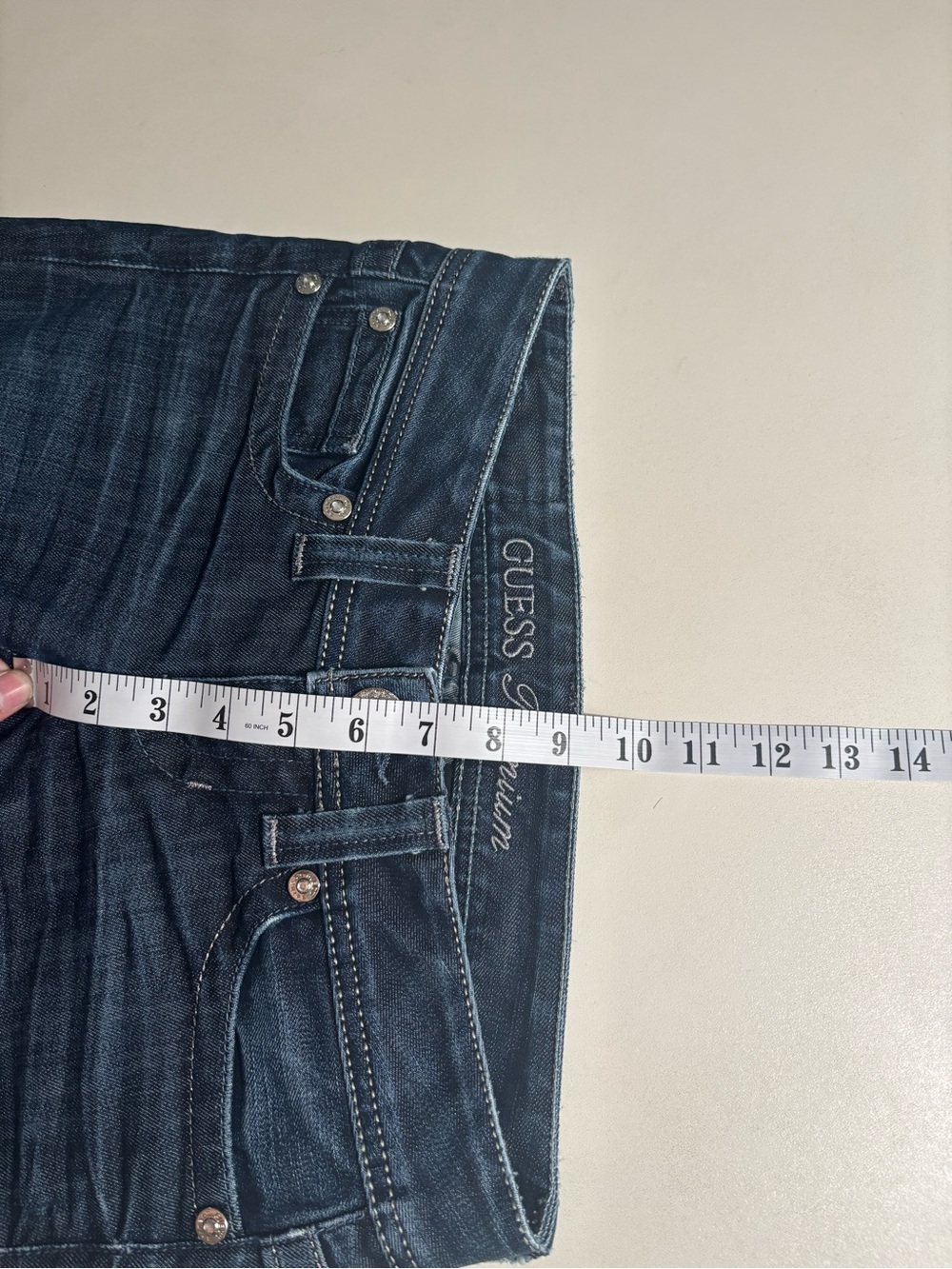 Guess premium Y2K Dark Blue Flare Jeans for Women size 25 grunge - Picture 11 of 13